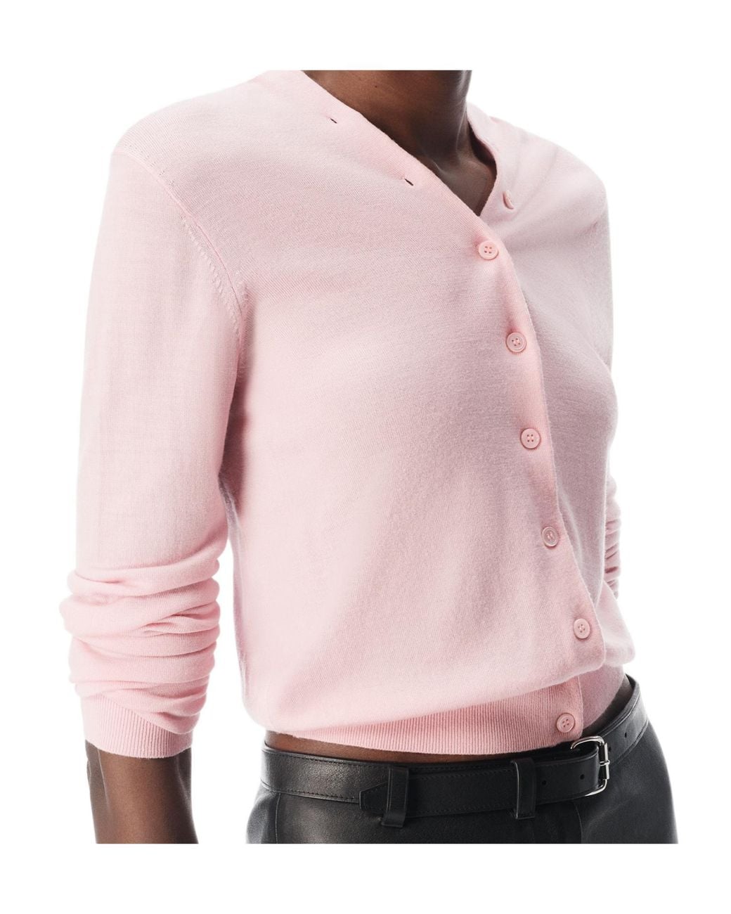 Alexander Wang Pink Button-Up V-Neck Cardigan