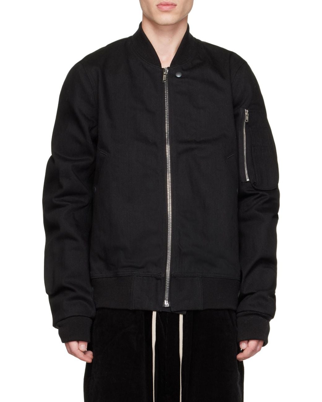 Rick Owens Black Logo Zipper Baseball Jacket for men