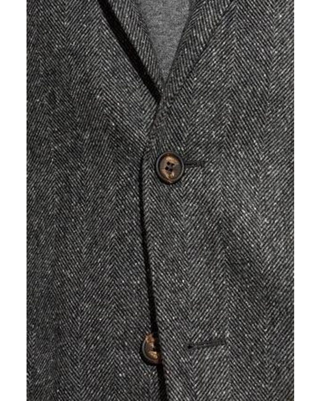 Eleventy Gray Herringbone Two-Button Blazer for men