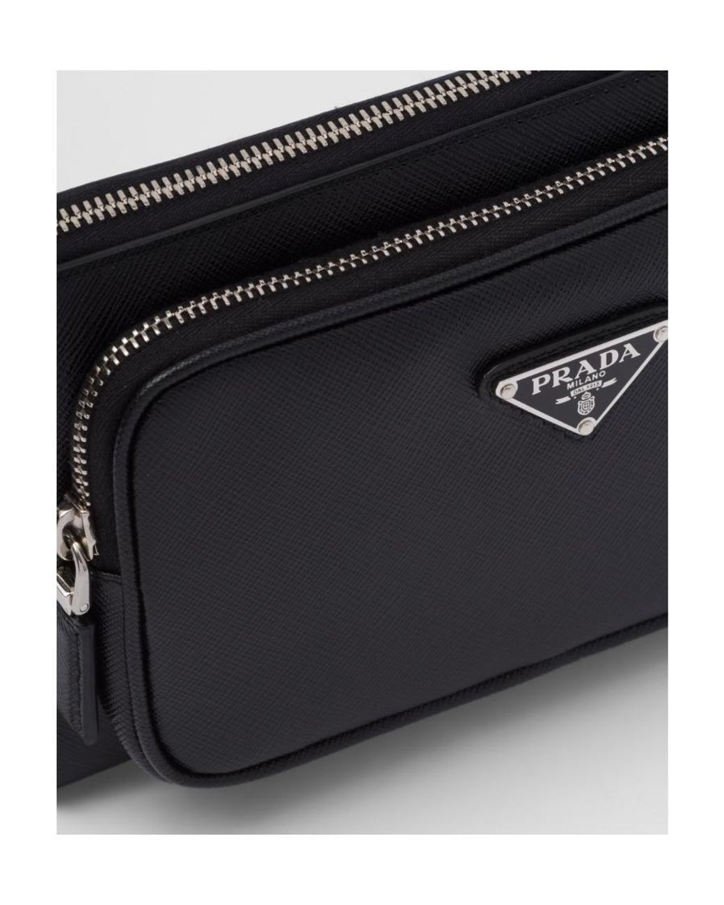 Prada Black Saffiano Leather Belt Bag for men