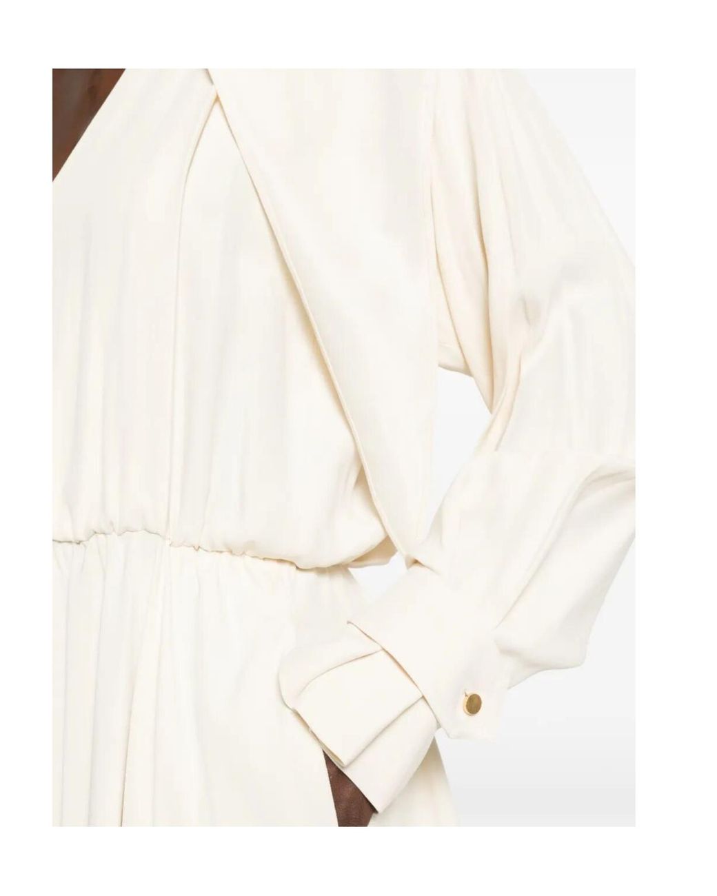 Alberta Ferretti White Cape-Effect V-Neck Dress