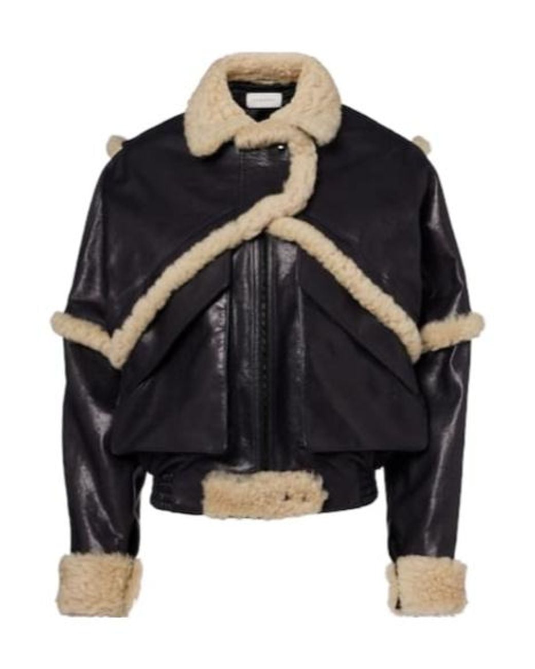 Magda Butrym Blue Long-Sleeved Leather Jacket