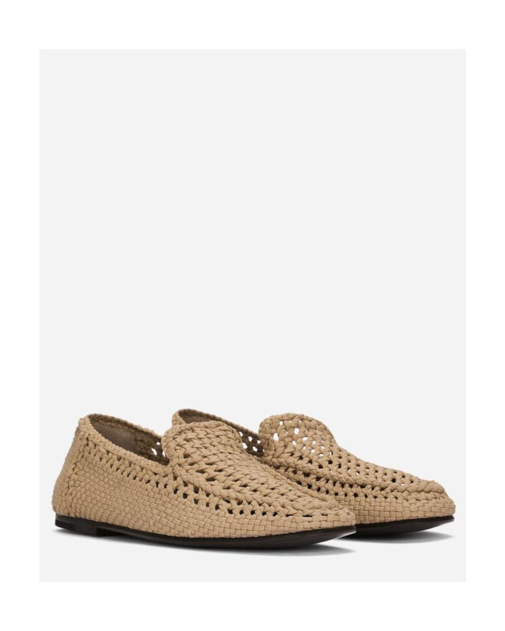 Dolce & Gabbana Natural Woven Almond-Toe Slip-On Loafers for men
