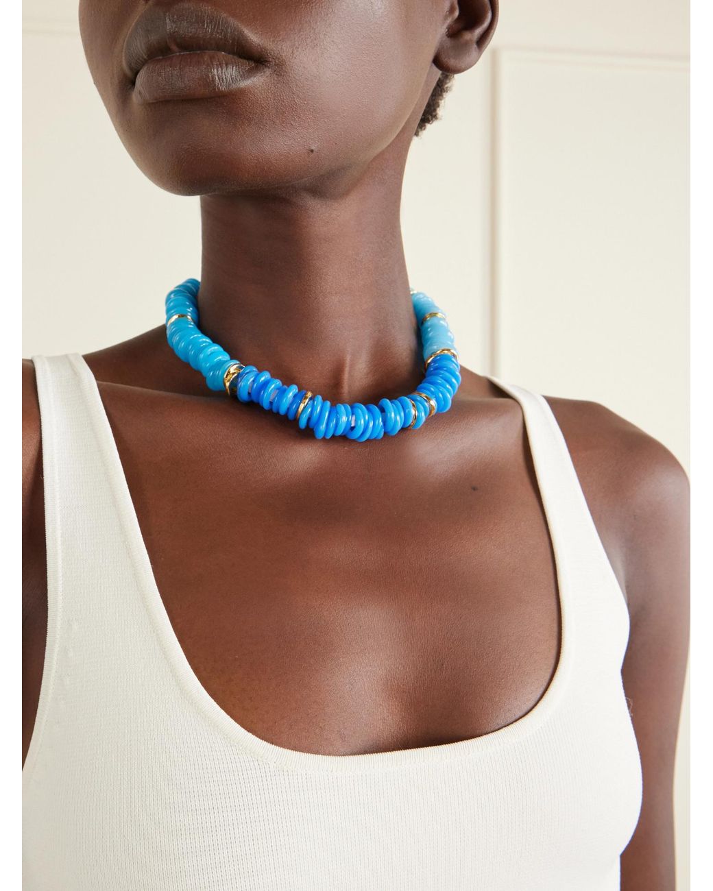 Lizzie Fortunato Blue Lita-Plated Quartz, Pearl And Cord Beaded Necklace