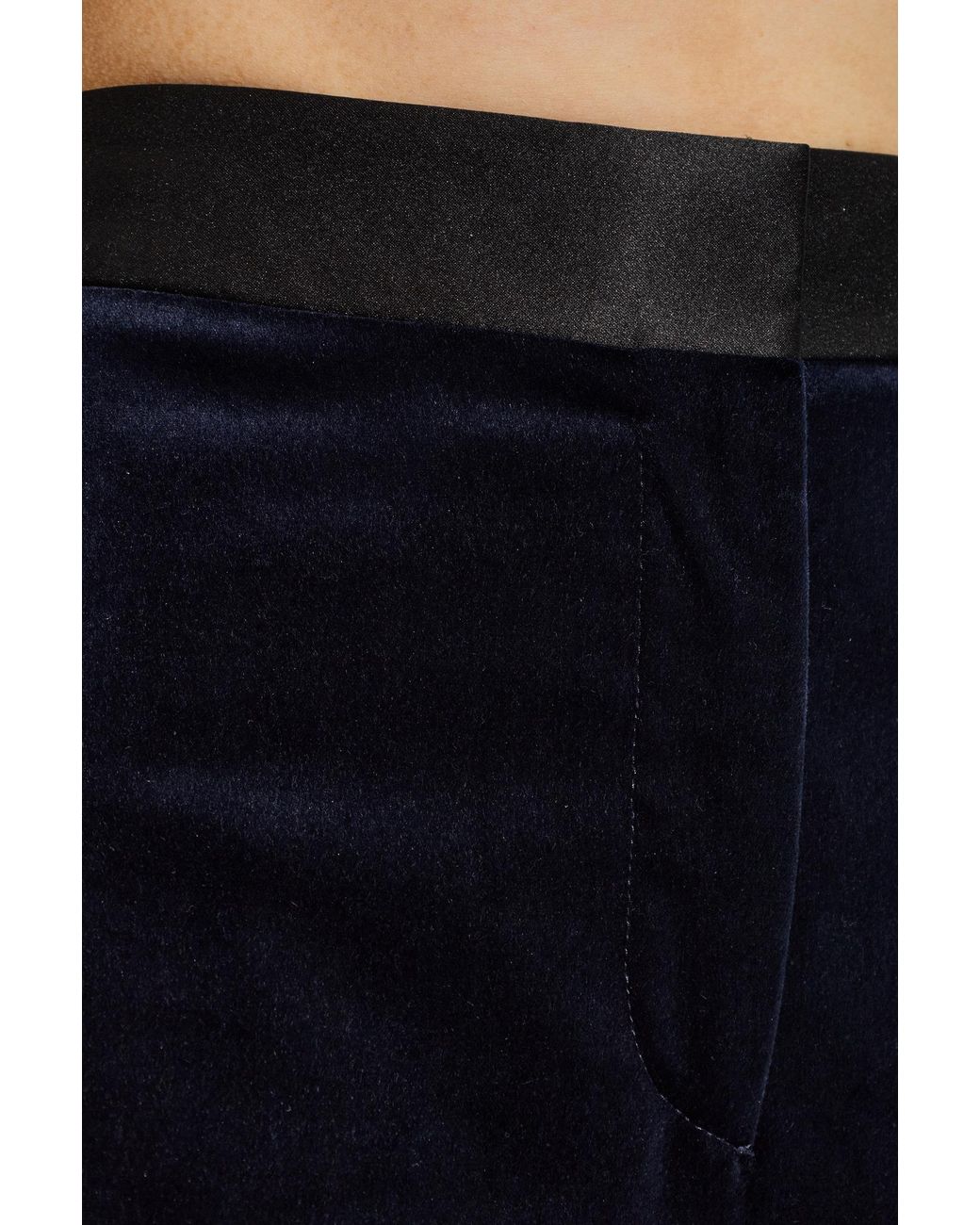 Victoria Beckham Blue High-Rise Velvet Pants