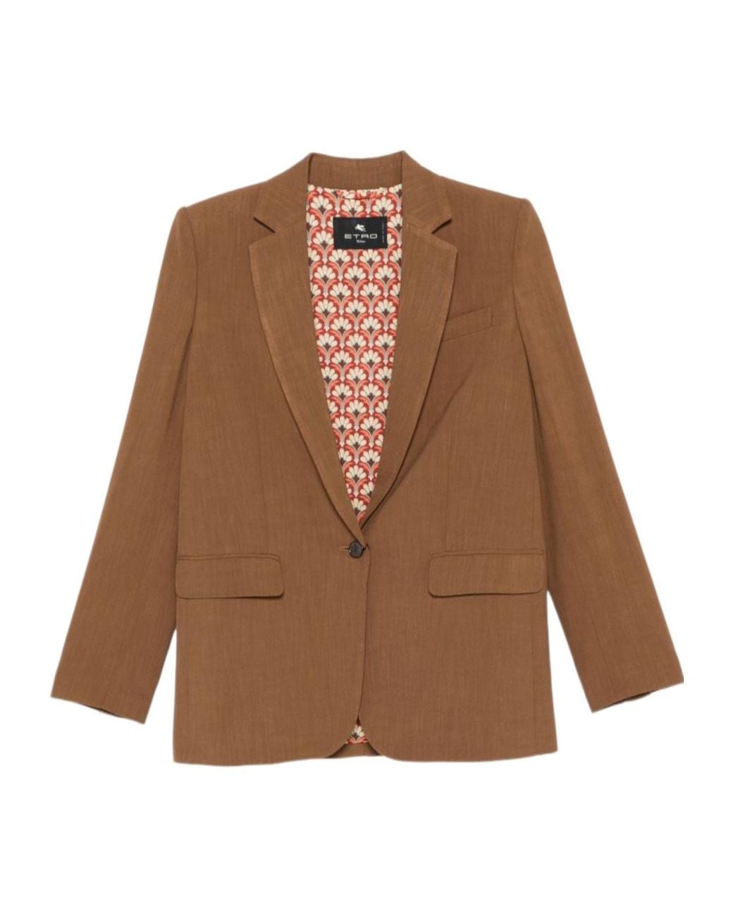 Etro Brown Pattern-Lined Single-Breasted Blazer