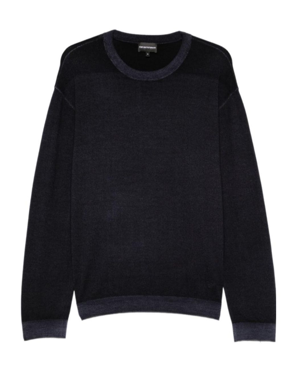 Emporio Armani Black Crew-Neck Virgin-Wool Sweater for men