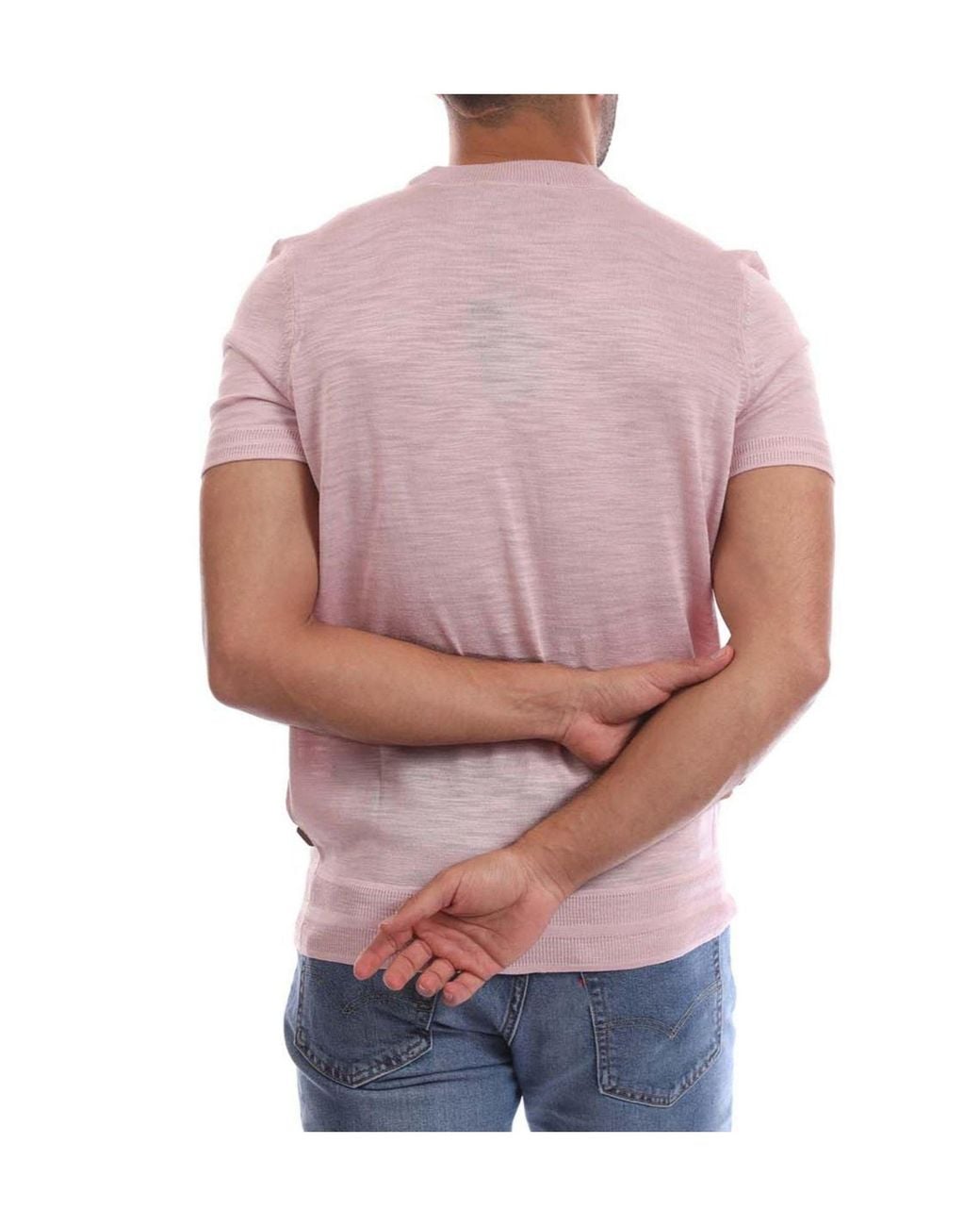 Boss Pink Linen-Blend T-Shirt for men