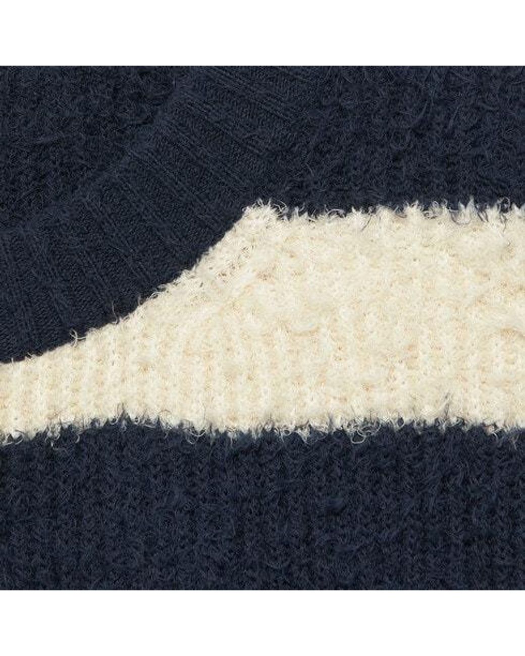 Gucci Blue Striped Crew-Neck Brushed Jumper for men