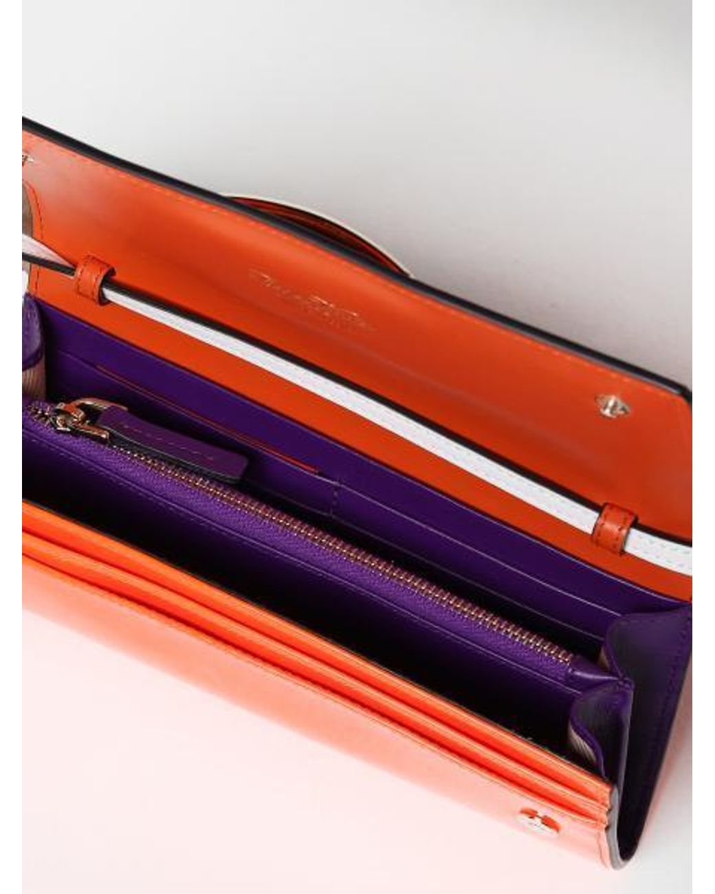 Roger Vivier Orange Belle Vivier Metal Buckle Wallet