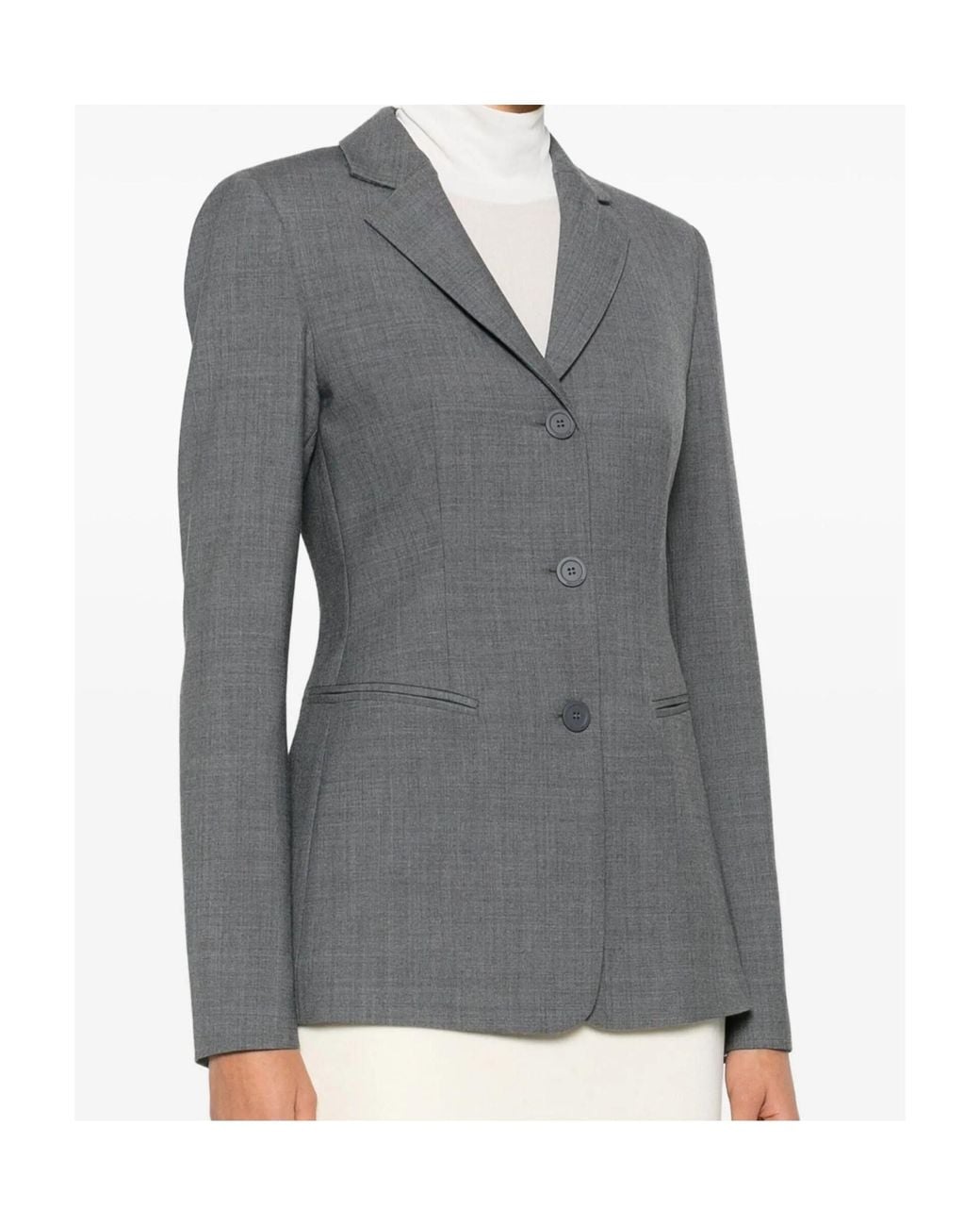 Semicouture Gray Lapel Long-Sleeved Suit Jacket