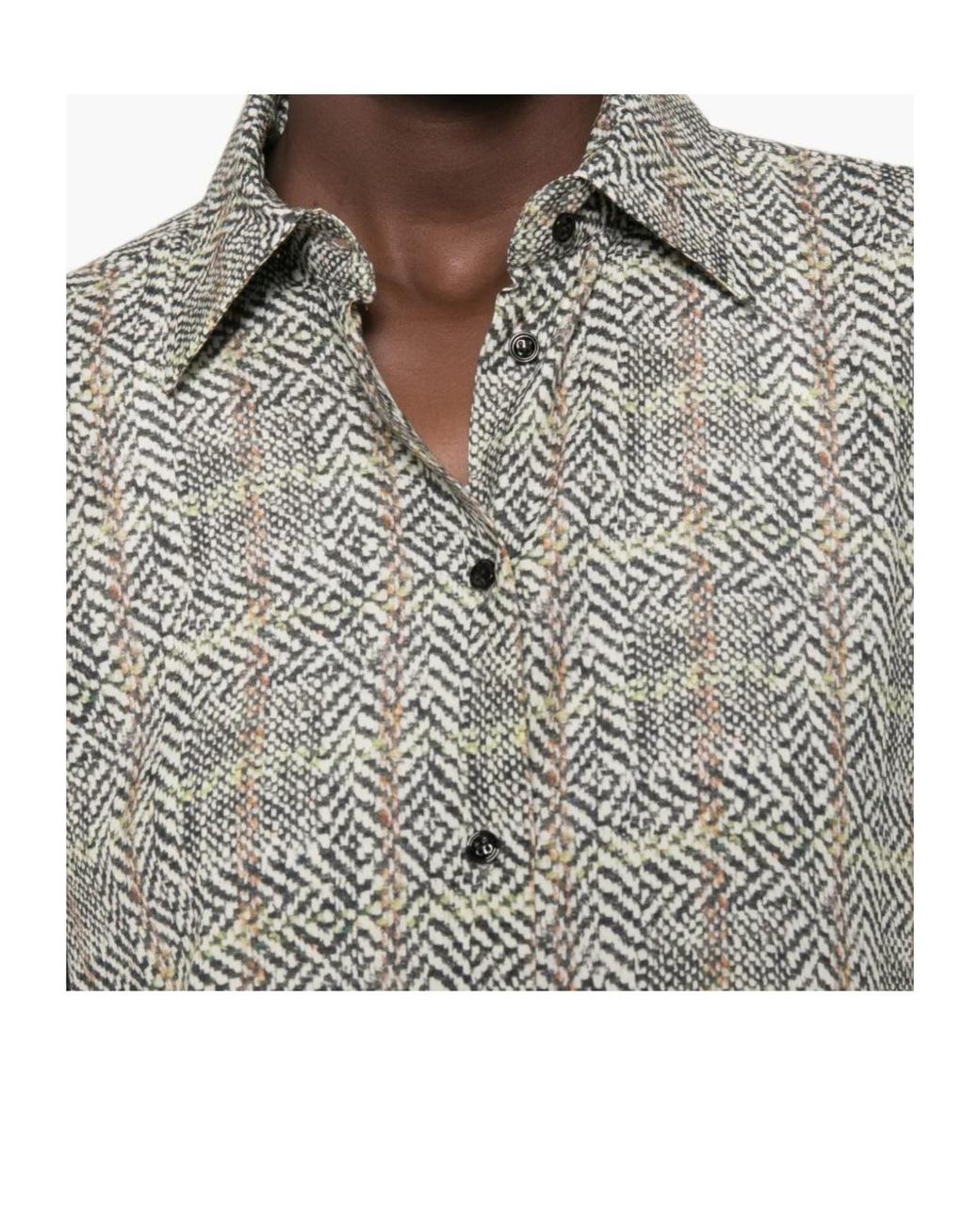 Ermanno Scervino Gray Herringbone-Pattern Shirt