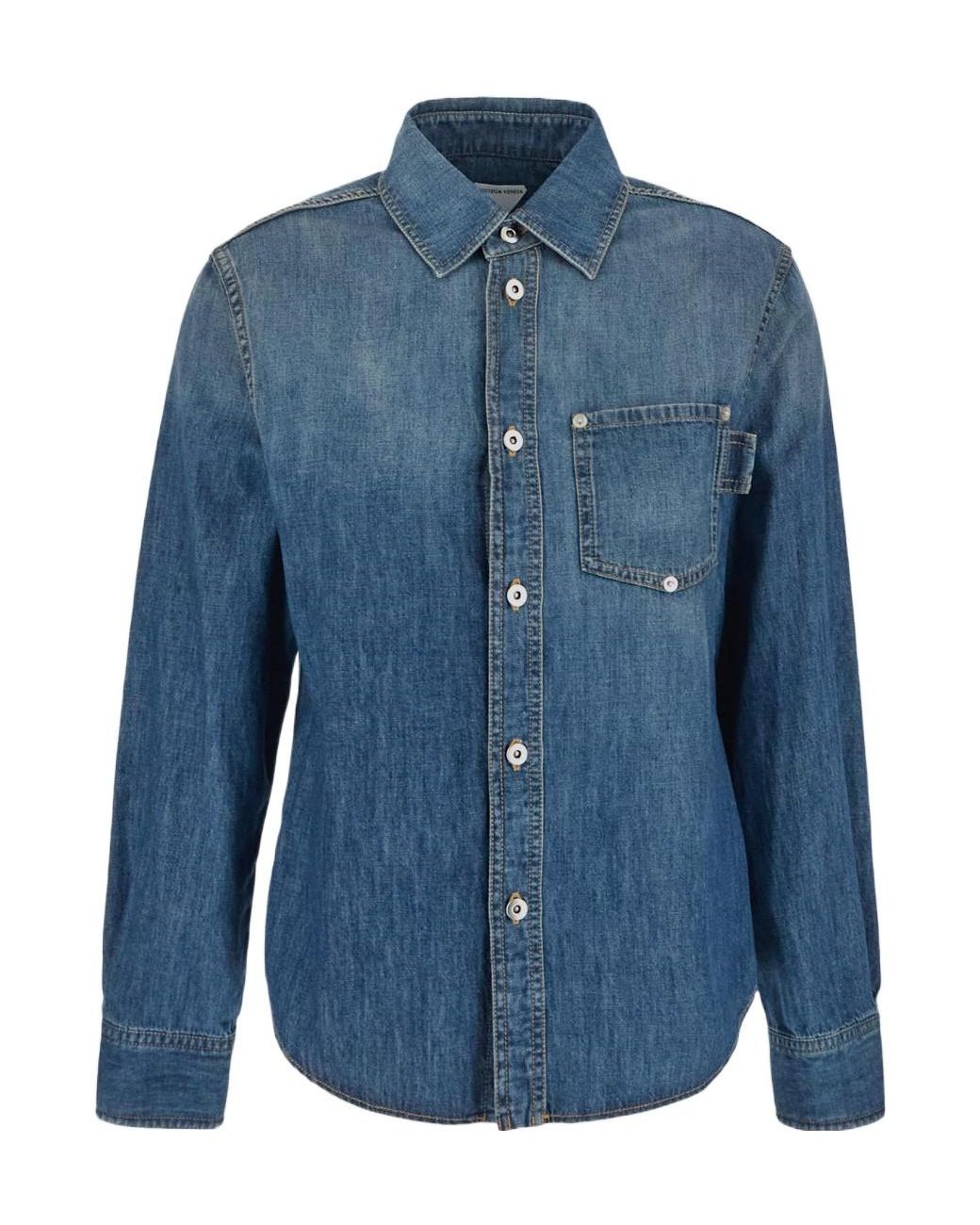 Bottega Veneta Blue Light Washed Denim Shirt