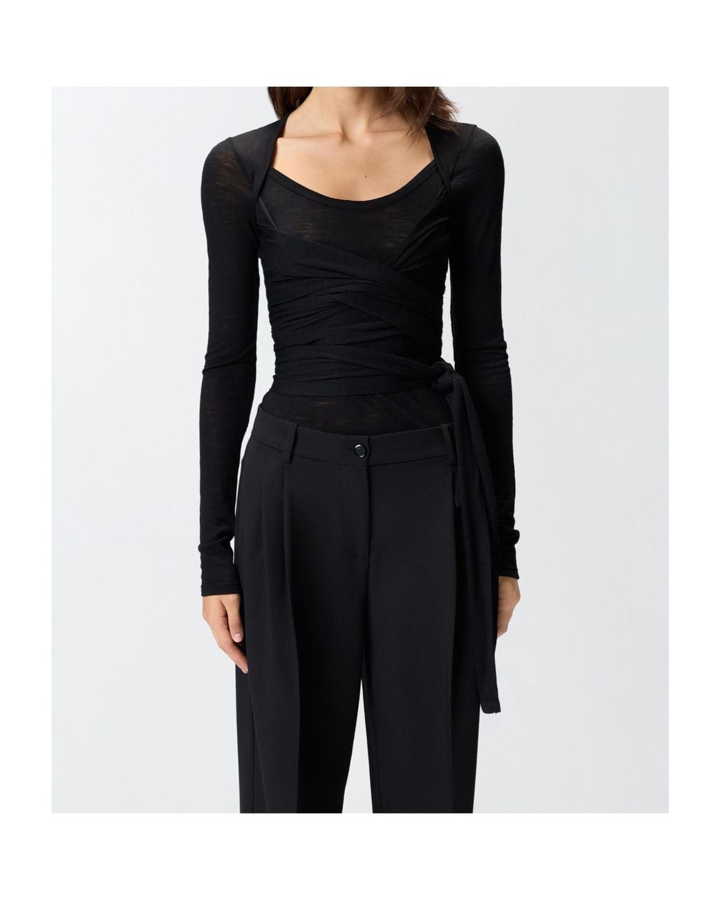 Pinko Black Wrap-Effect T-Shirt