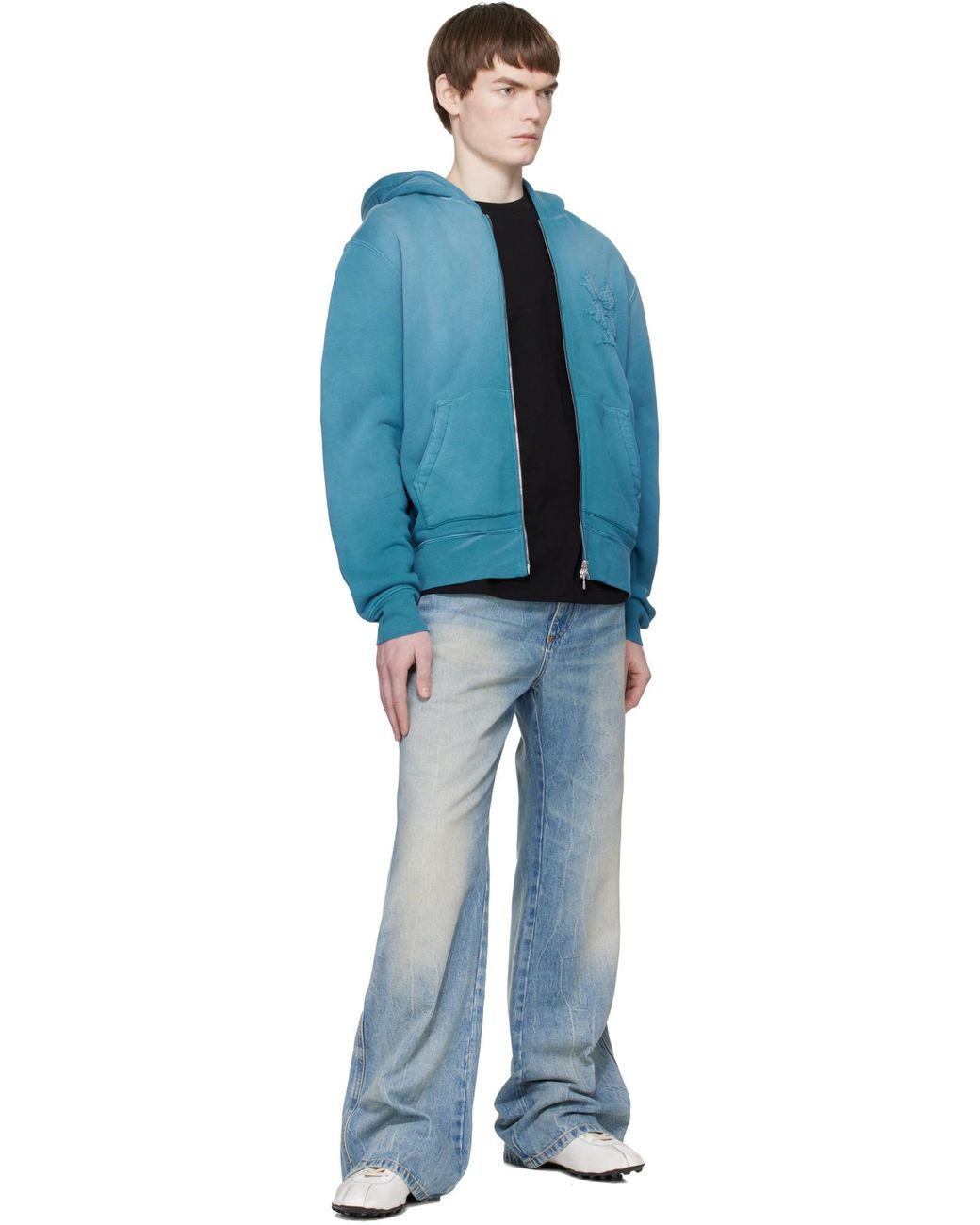 Amiri Blue Dark Cotton Hoodie for men