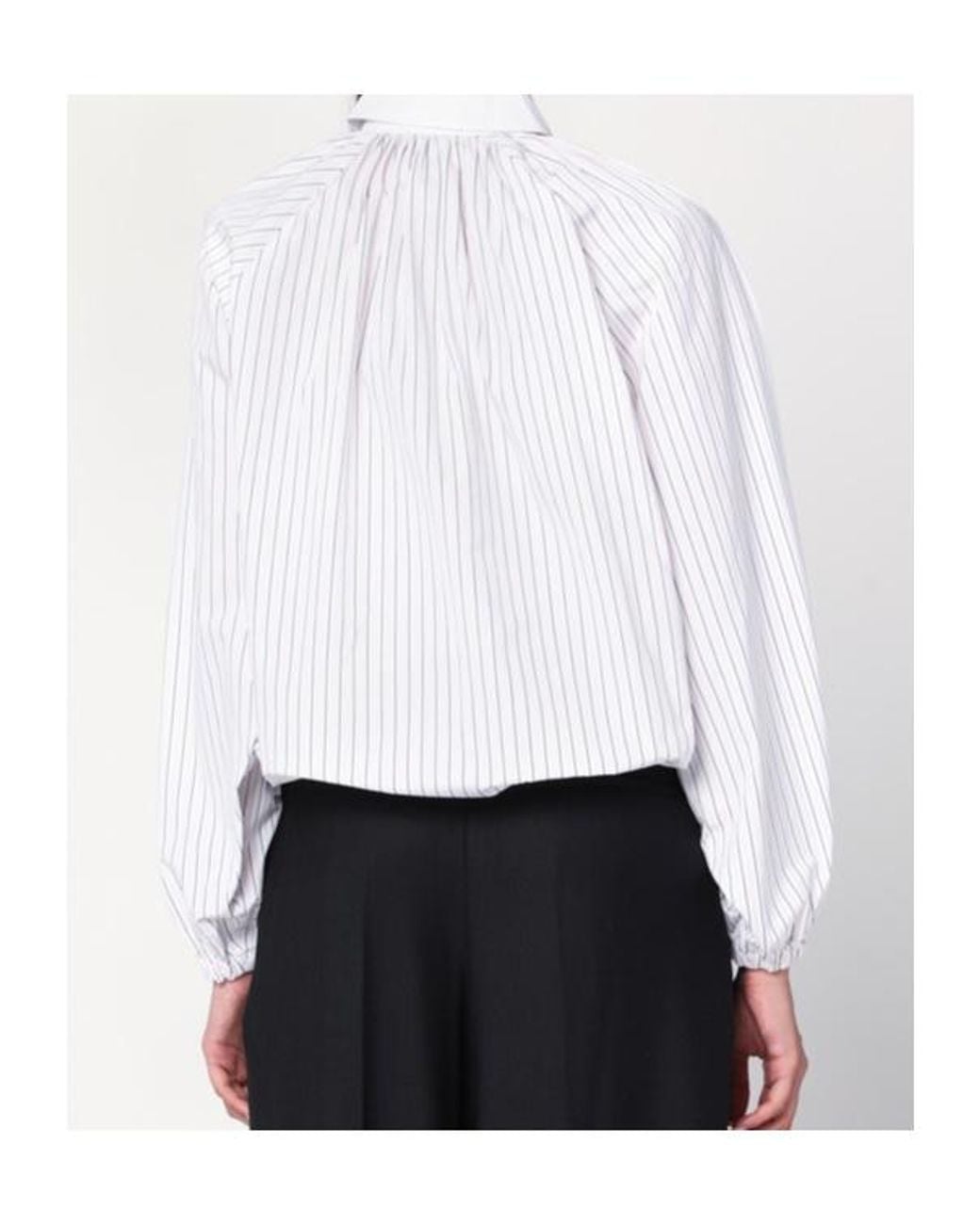 Patou White Gathered Stripe Shirt