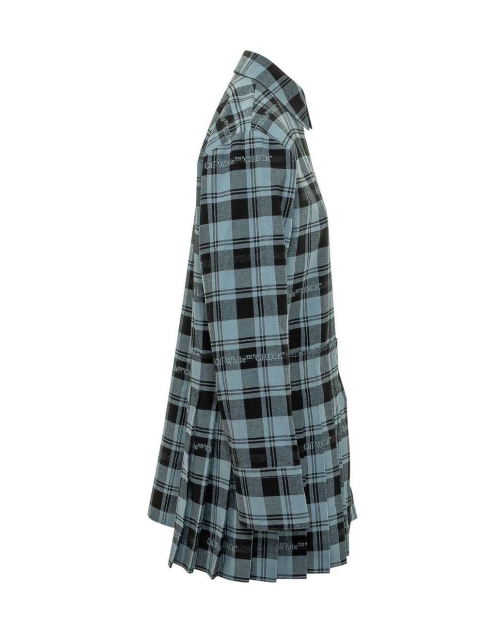 Off-White c/o Virgil Abloh Blue Checked Flannel Shirt Dress