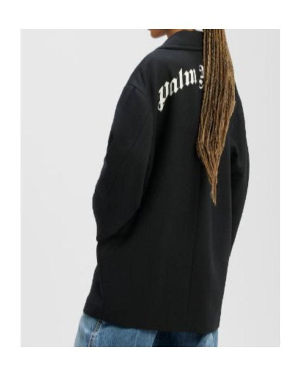 Palm Angels Black Logo Printed Single-Breasted Coat