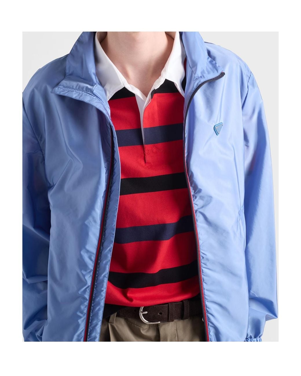 Prada Red Striped Short-Sleeved Polo Shirt for men
