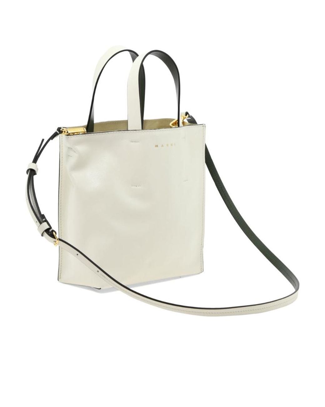 Marni Natural Logo-Print Leather Tote Bag