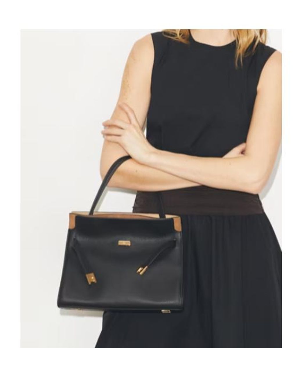 Tory Burch Black Small Lee Radziwill Double Tote Bag