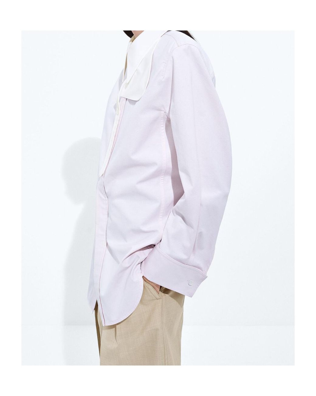Bottega Veneta Blue Cotton Oxford Belted Shirt