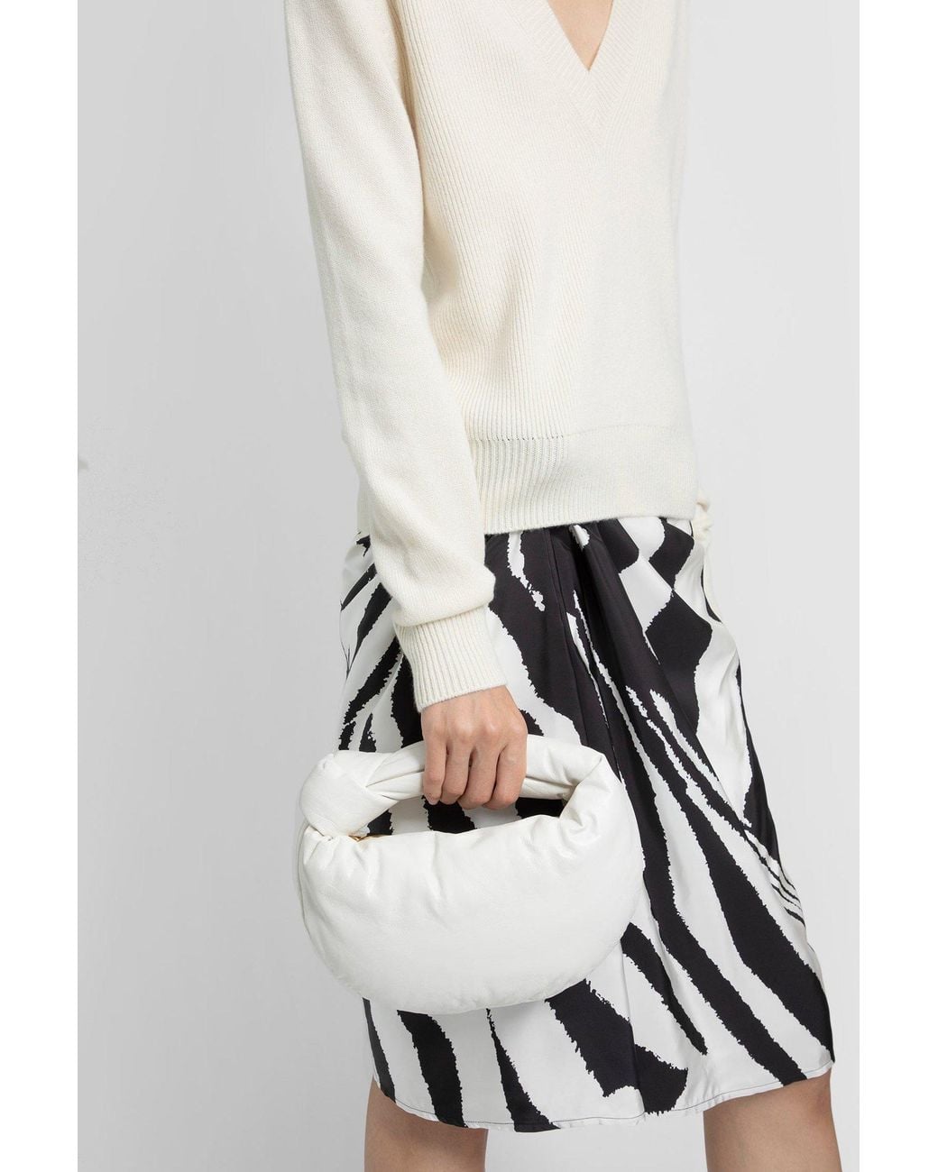 Bottega Veneta White Knotted Mini Jodie Bag