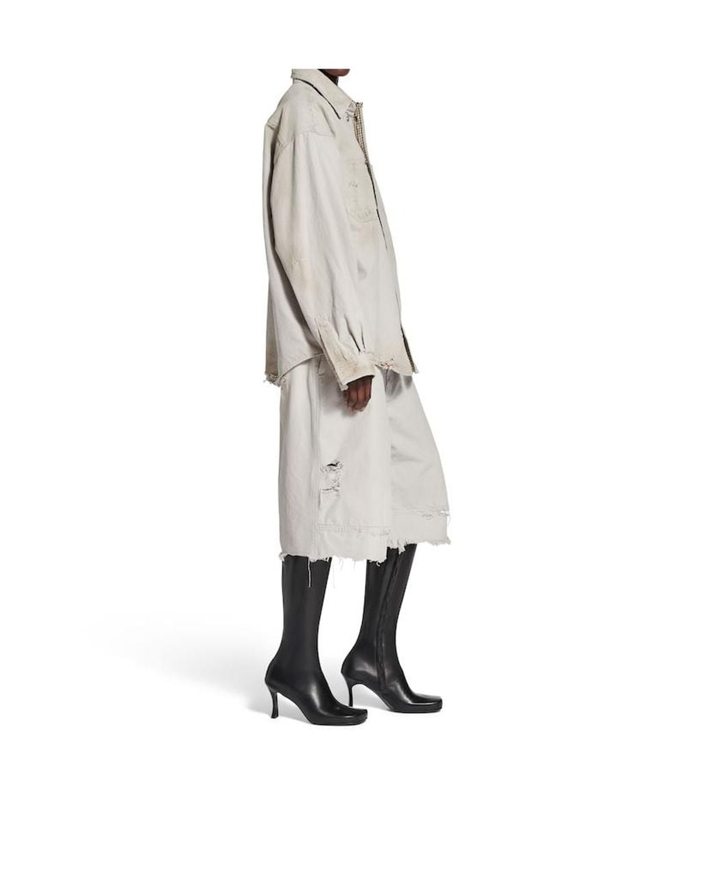 Balenciaga Gray Balenciag Collared Long-Sleeve Workwear Overshirt for men