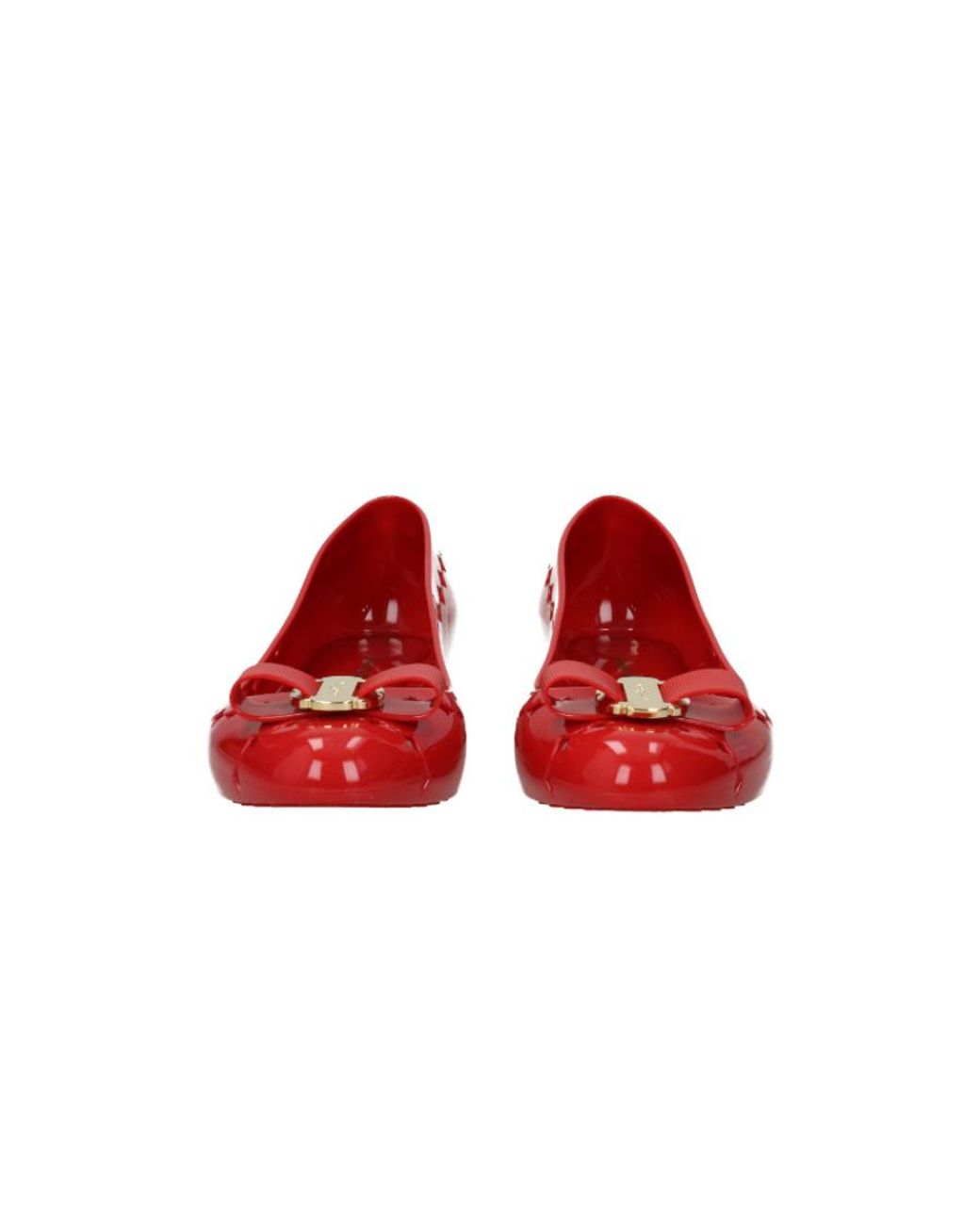 Ferragamo Red Butterfly Hollowed-Out Detail Ballet Shoes