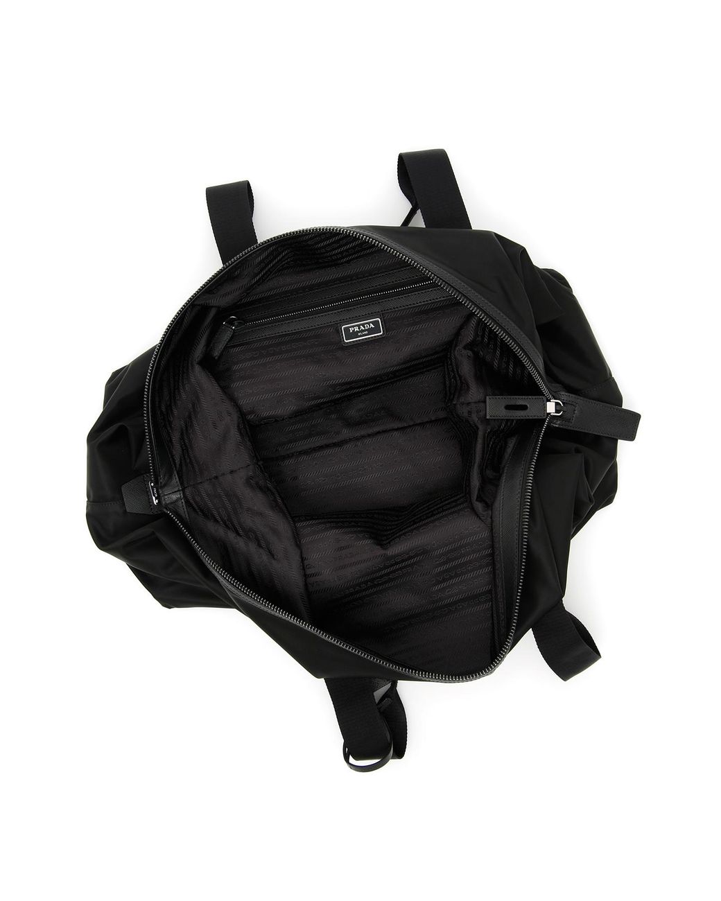 Prada Black Logo Triangle Zipped Travel Bag for men