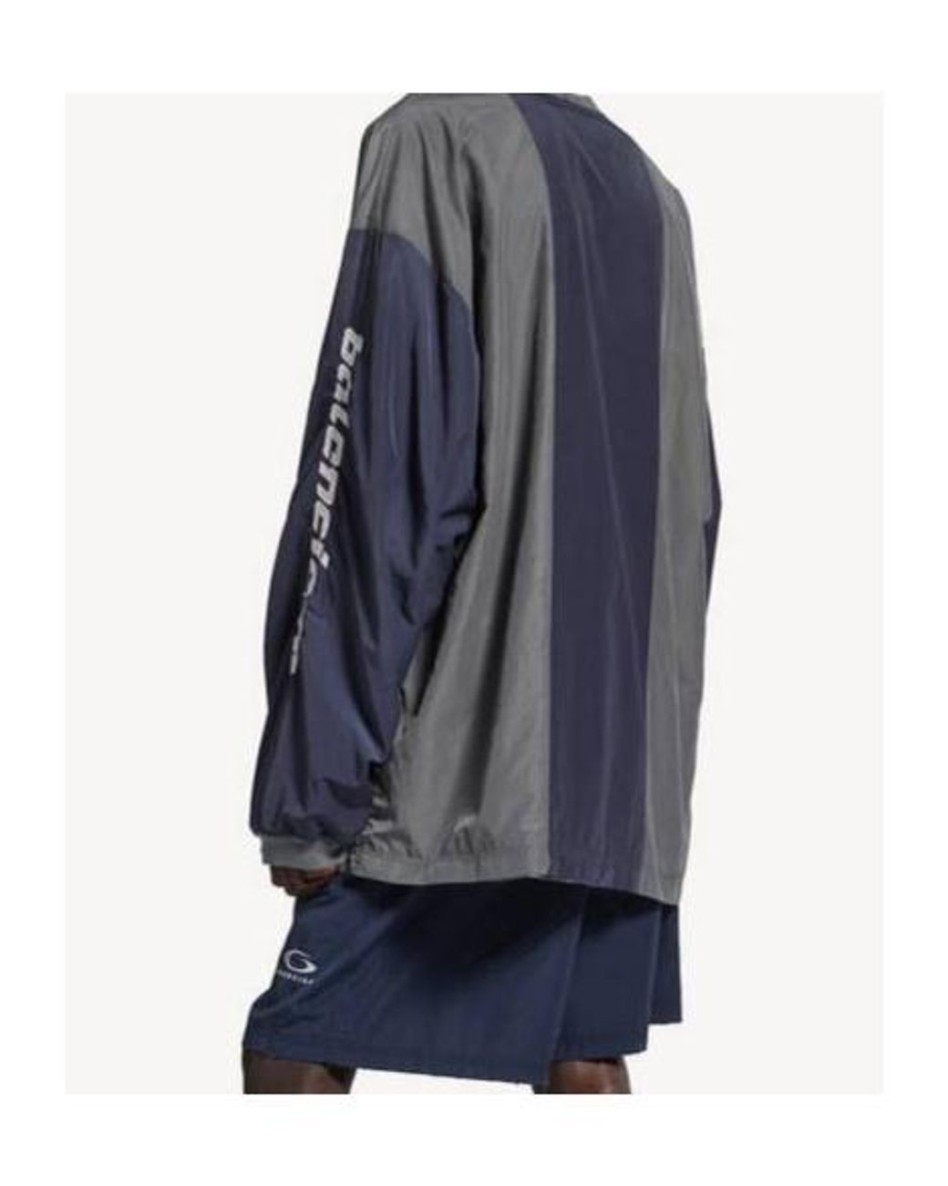 Balenciaga Blue Logo Embroidered V-Neck Sweatshirt for men