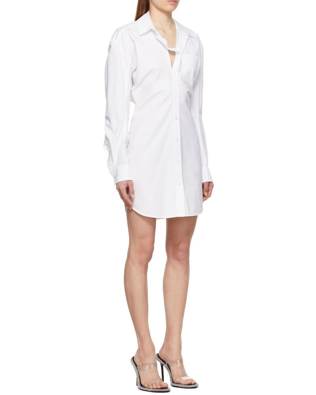 Alexander Wang White Long-Sleeve Cotton Shirtdress