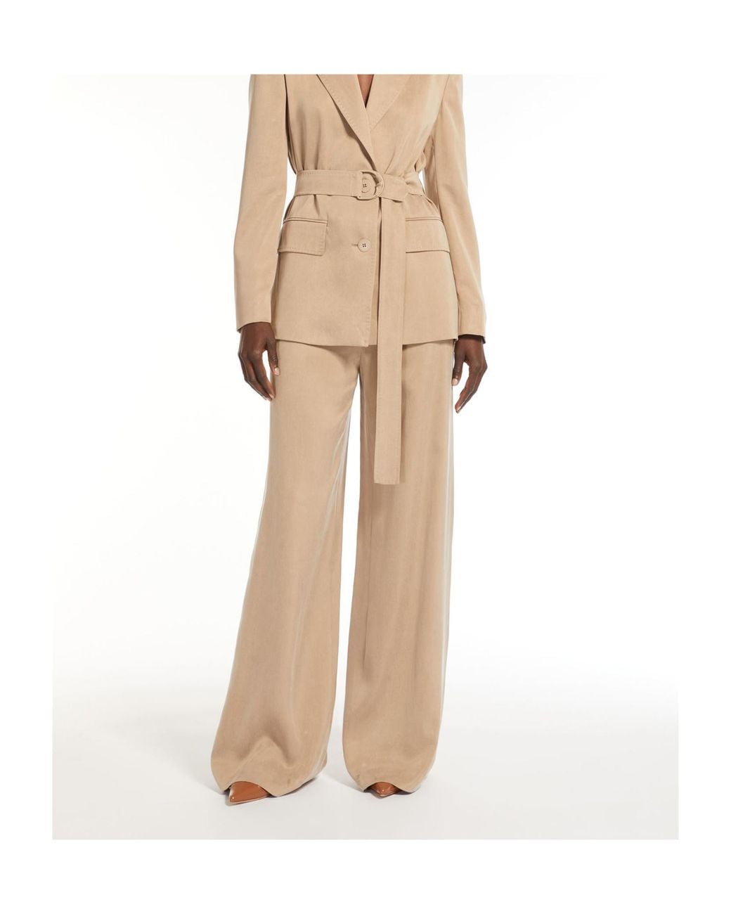 Max Mara Natural High-Belt Loop Casual Pants