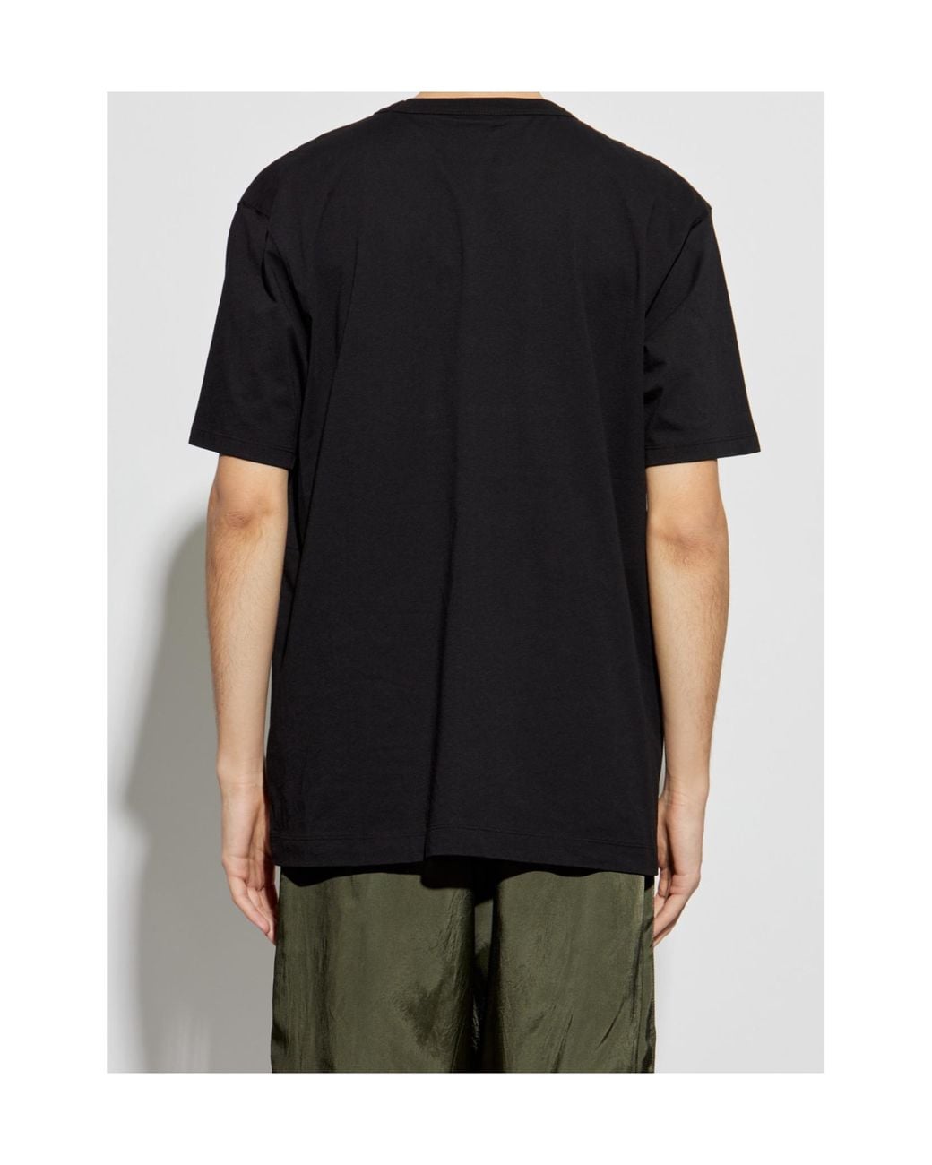Dries Van Noten Black Graphic-Printed Crewneck T-Shirt for men