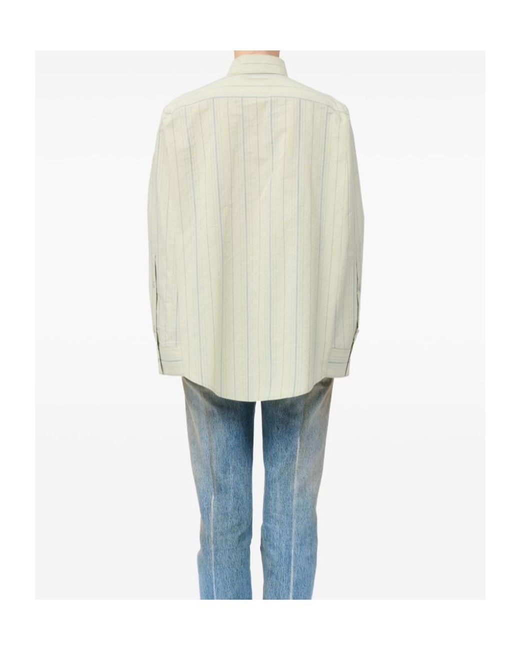 MM6 by Maison Margiela White Striped Signature Sleeveless Shirt