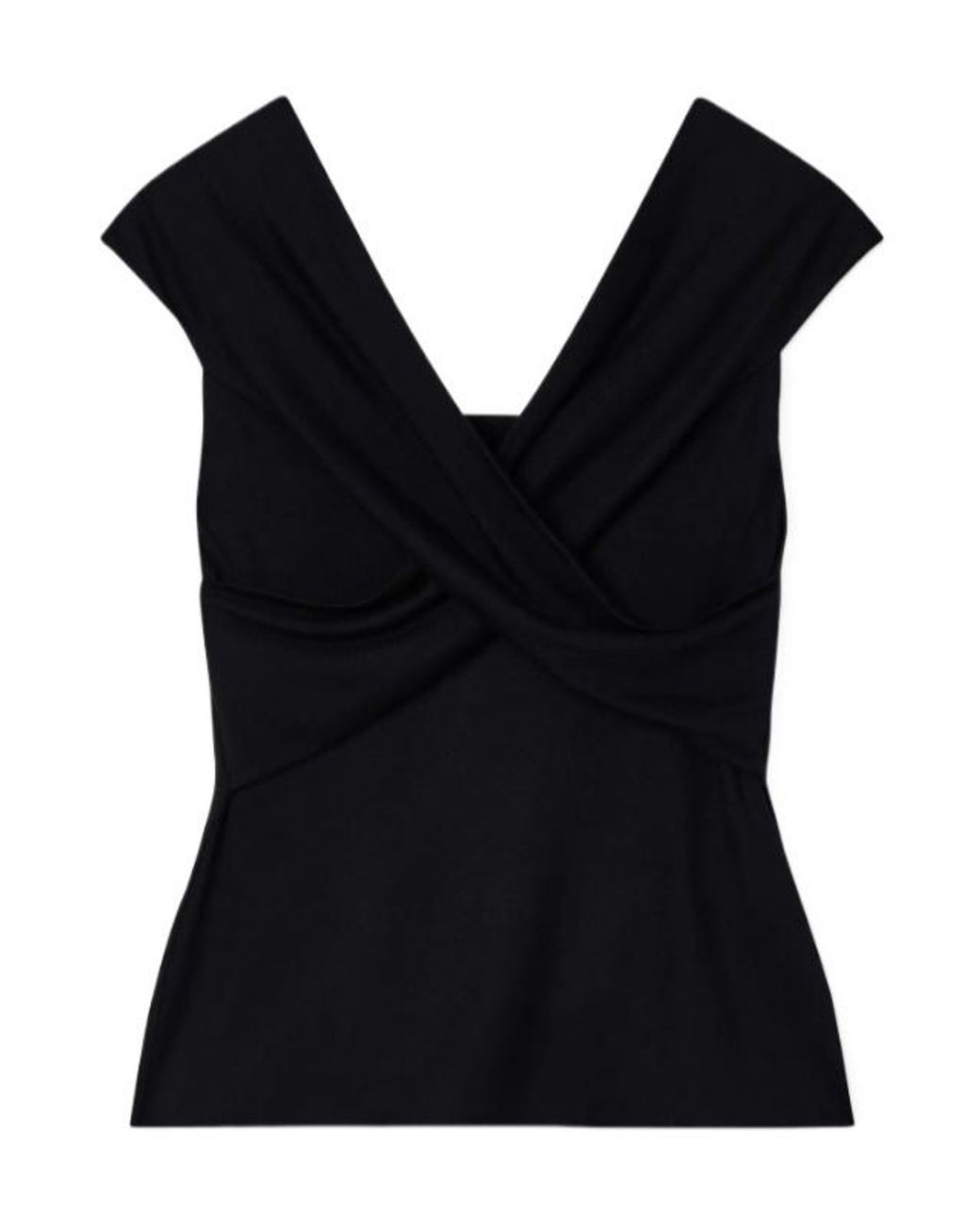 Emporio Armani Black Draped Cross-Front Top