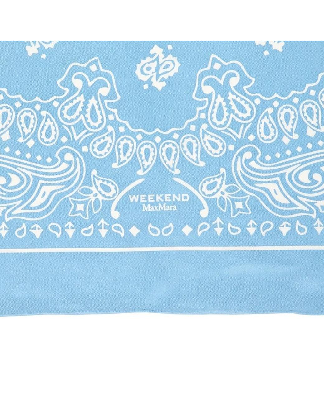 Weekend by Maxmara Blue Patterned Silk Scarf