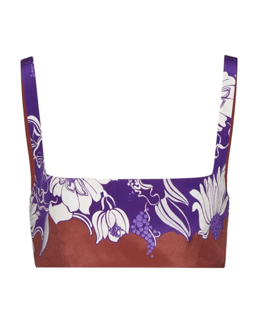 Valentino Purple Floral Cropped Silk Top