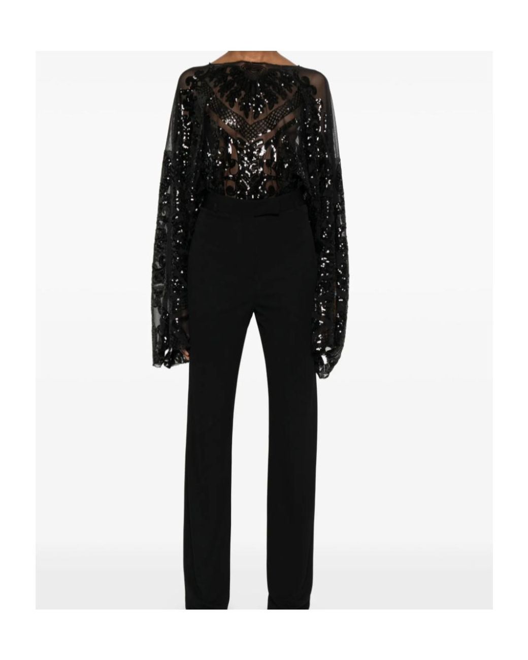 Norma Kamali Black Sequin-Embellished Bodysuit