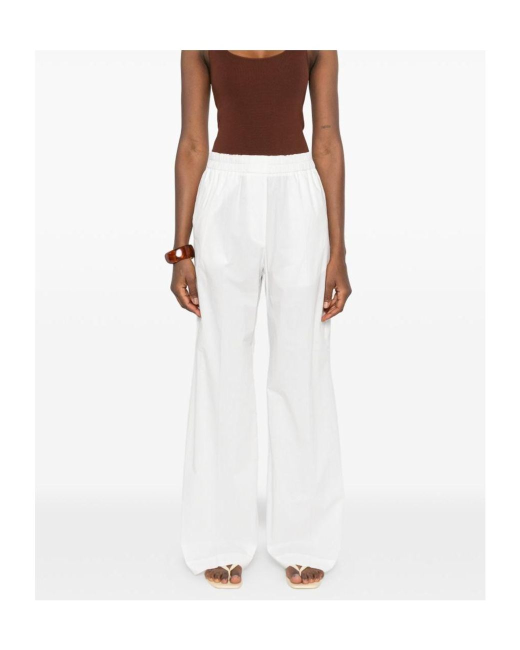 Forte_forte White Elasticated-Waistband Trousers