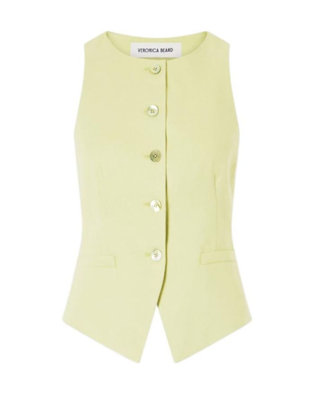 Veronica Beard Yellow Linen-Blend Twill Vest