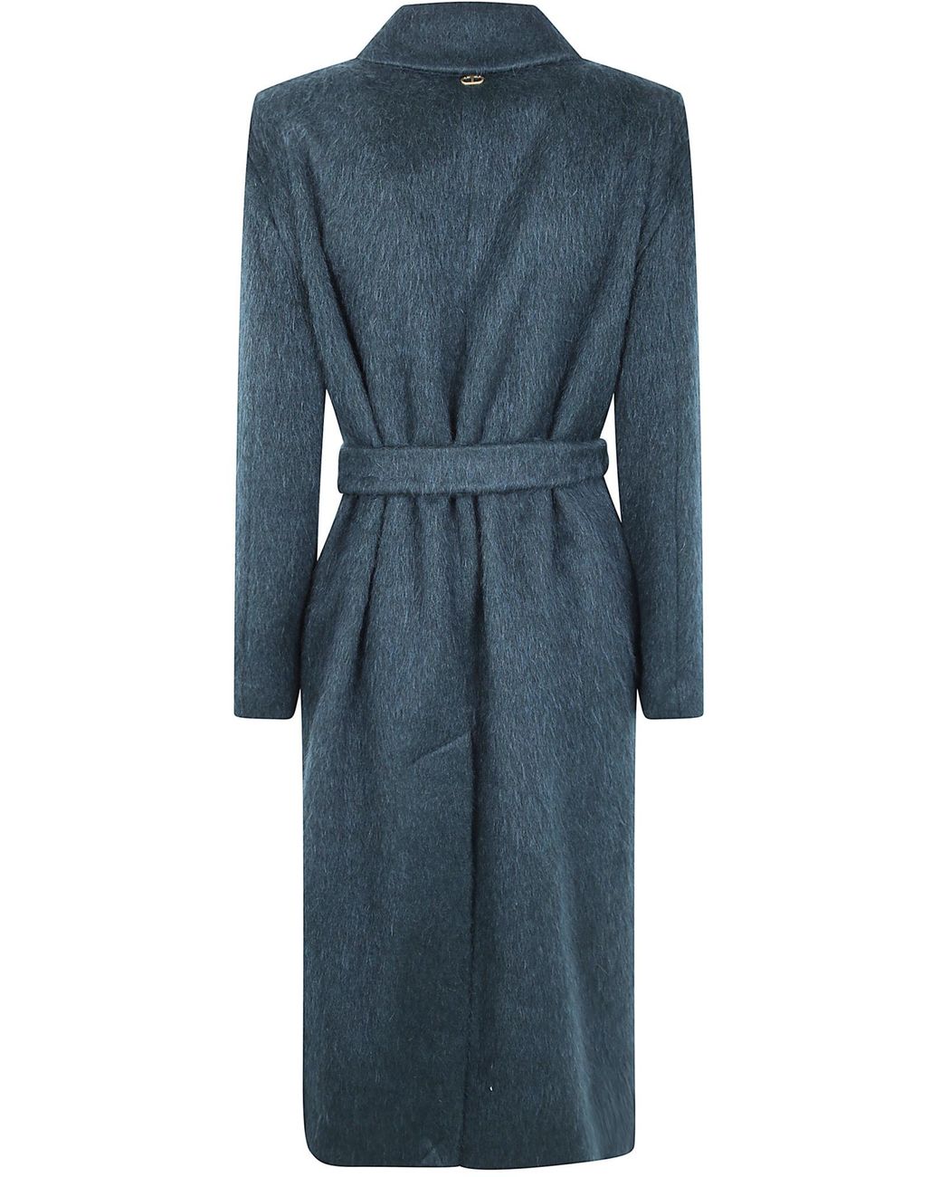 Twinset Blue Self-Tie Belted Double-Breasted Coat