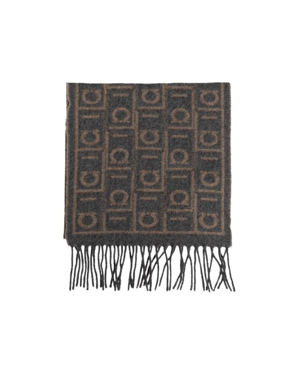 Ferragamo Gray Ferragamo Monogram Jacquard Scarf for men