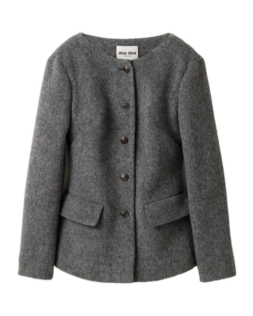 Miu Miu Gray Light Shetland Wool Jacket