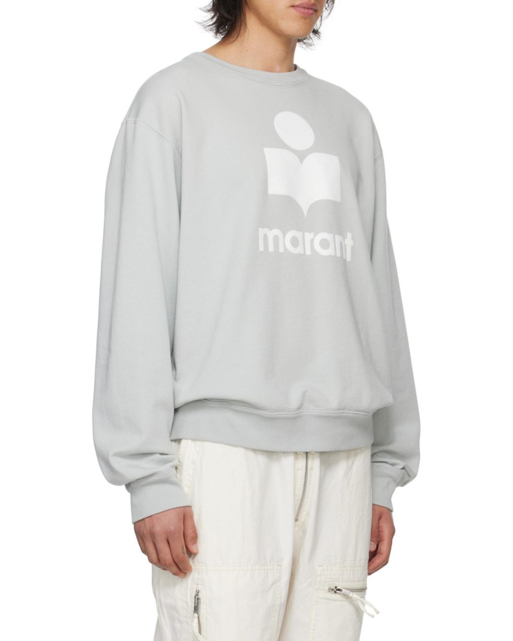 Isabel Marant Gray Logo Flocked Crewneck Sweatshirt for men