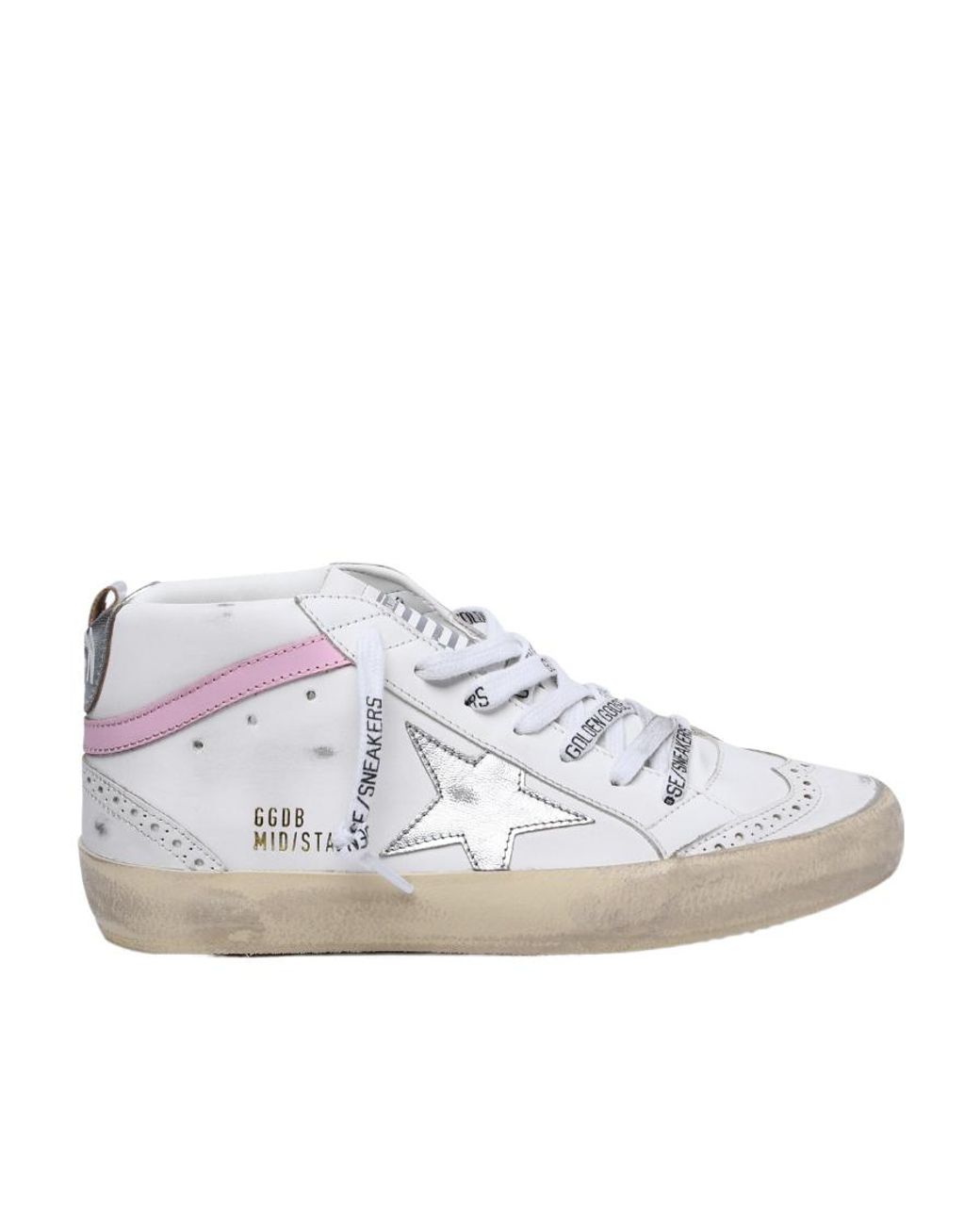 Golden Goose Deluxe Brand White Mid-Star Lace-Up Sneakers