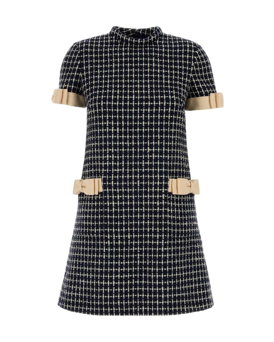 Valentino Black Bow Detailed Mock Neck Mini Dress