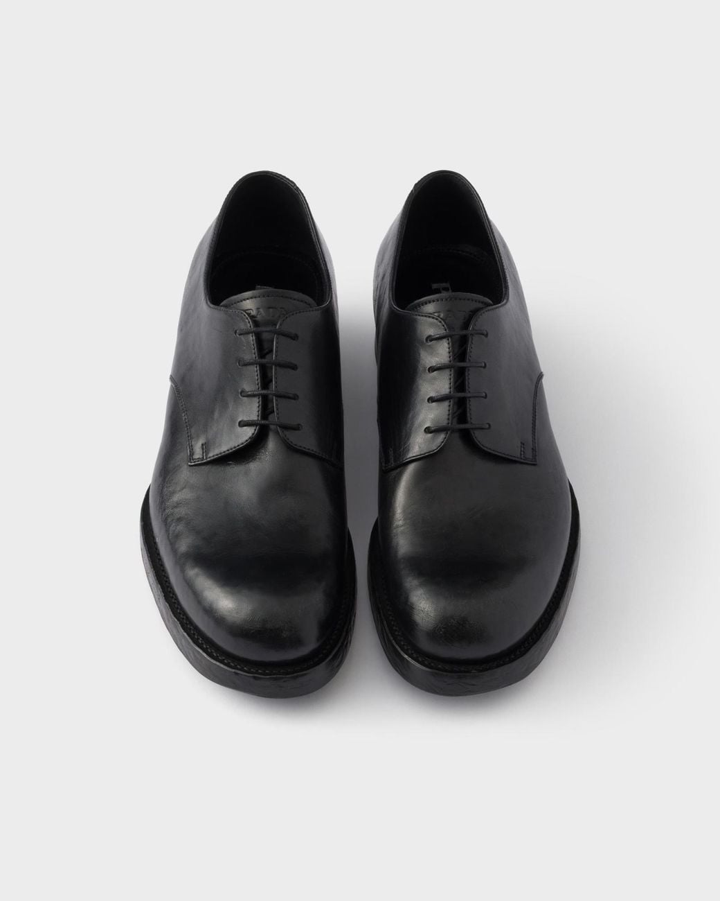 Prada Black Polished Derby Shoes for men