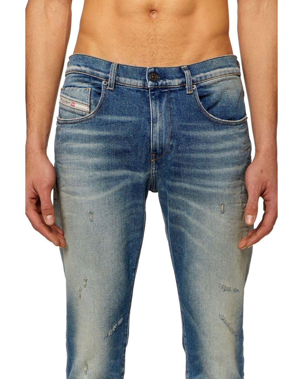 DIESEL Blue 2019 D-Strukt Logo Patch Tapered Jeans for men