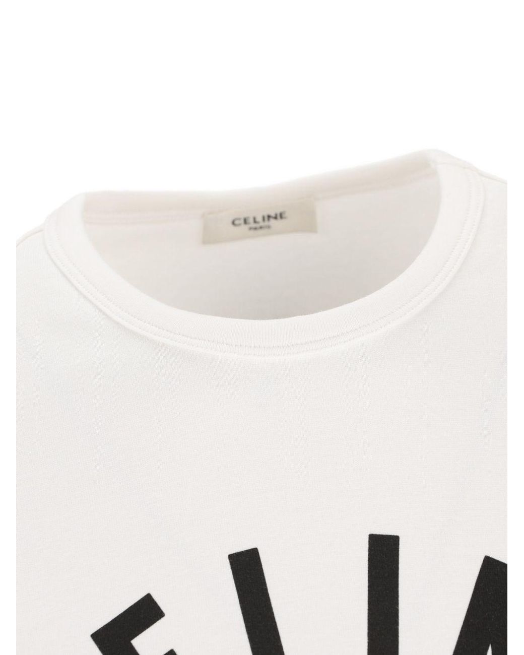 Céline White Cotton Jersey T-Shirt With Logo